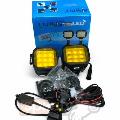 LIU HJG Square 9 LED Fog Light with Wiring Harness and Mounts – Pair (120W)