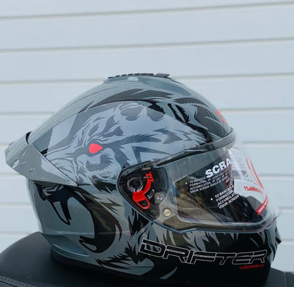 STUDDS Drifter D2 Decor with Spoiler Cool Grey and black colour Full Face Helmet