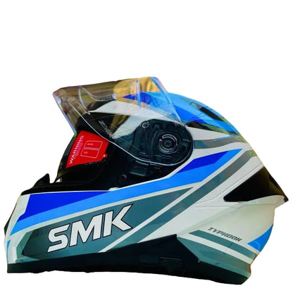 SMK Typhoon Freeride | ISI ECE & DOT Certified | Full Face Dual Visor Helmet for Men and Women with Pinlock Fitted | Clear Visor and Inner Sun Visor | GL156