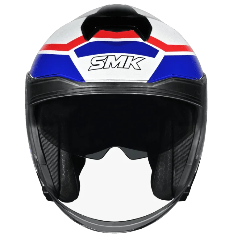 SMK GTJ LIBERO GL153 HALF FACE HELMET  GLOSS WHITE RED BLUE