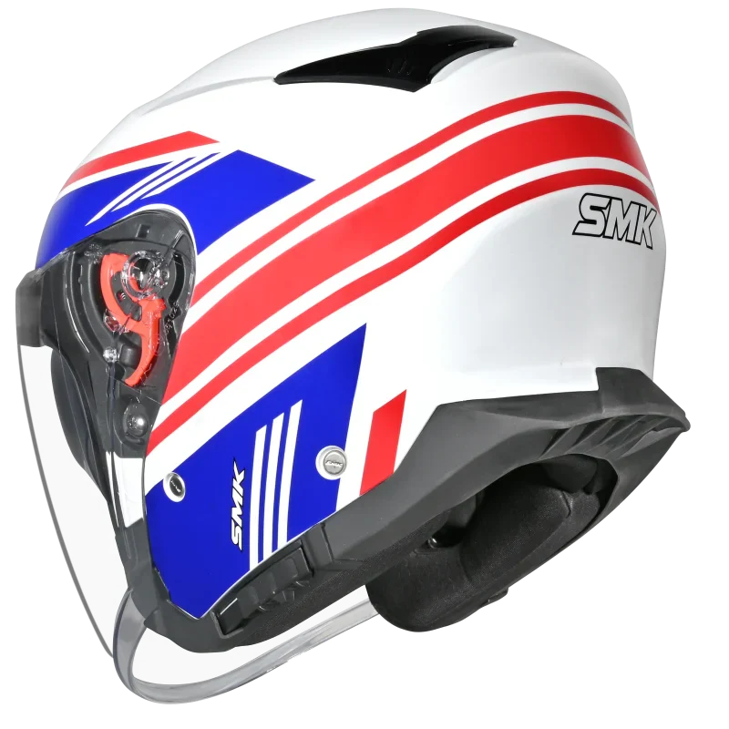 SMK GTJ LIBERO GL153 HALF FACE HELMET  GLOSS WHITE RED BLUE