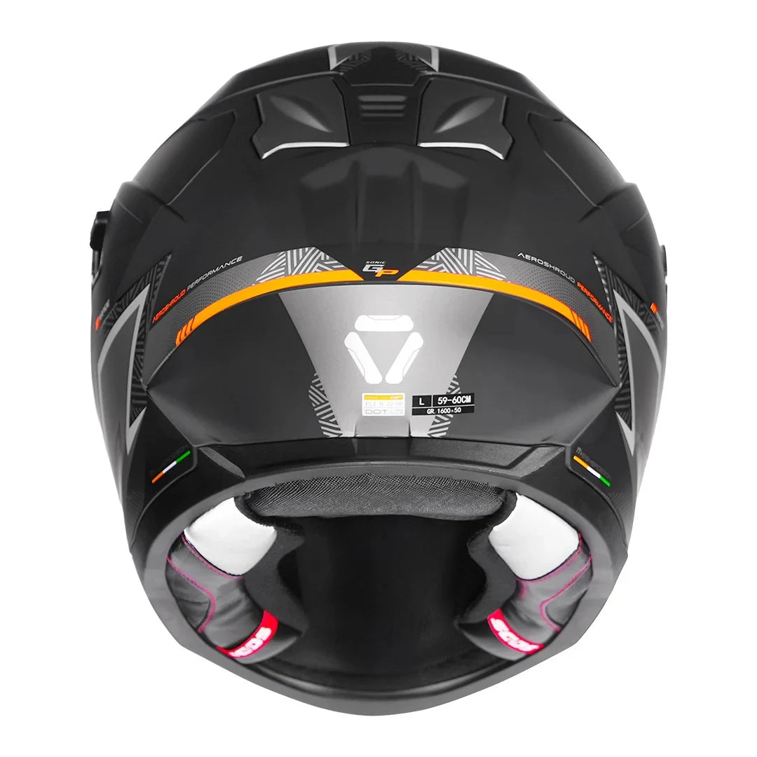 KORDA SONIC GP RAPIDE MATT ORANGE FULL FACE HELMET- ECE AND ISI CERTIFIED