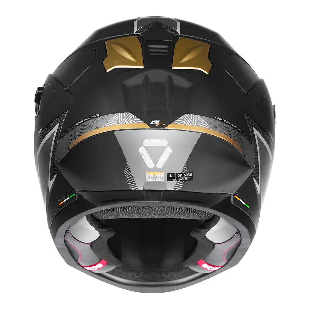 KORDA SONIC GP RAPIDE MATT GOLD FULL FACE HELMET- ECE AND ISI CERTIFIED