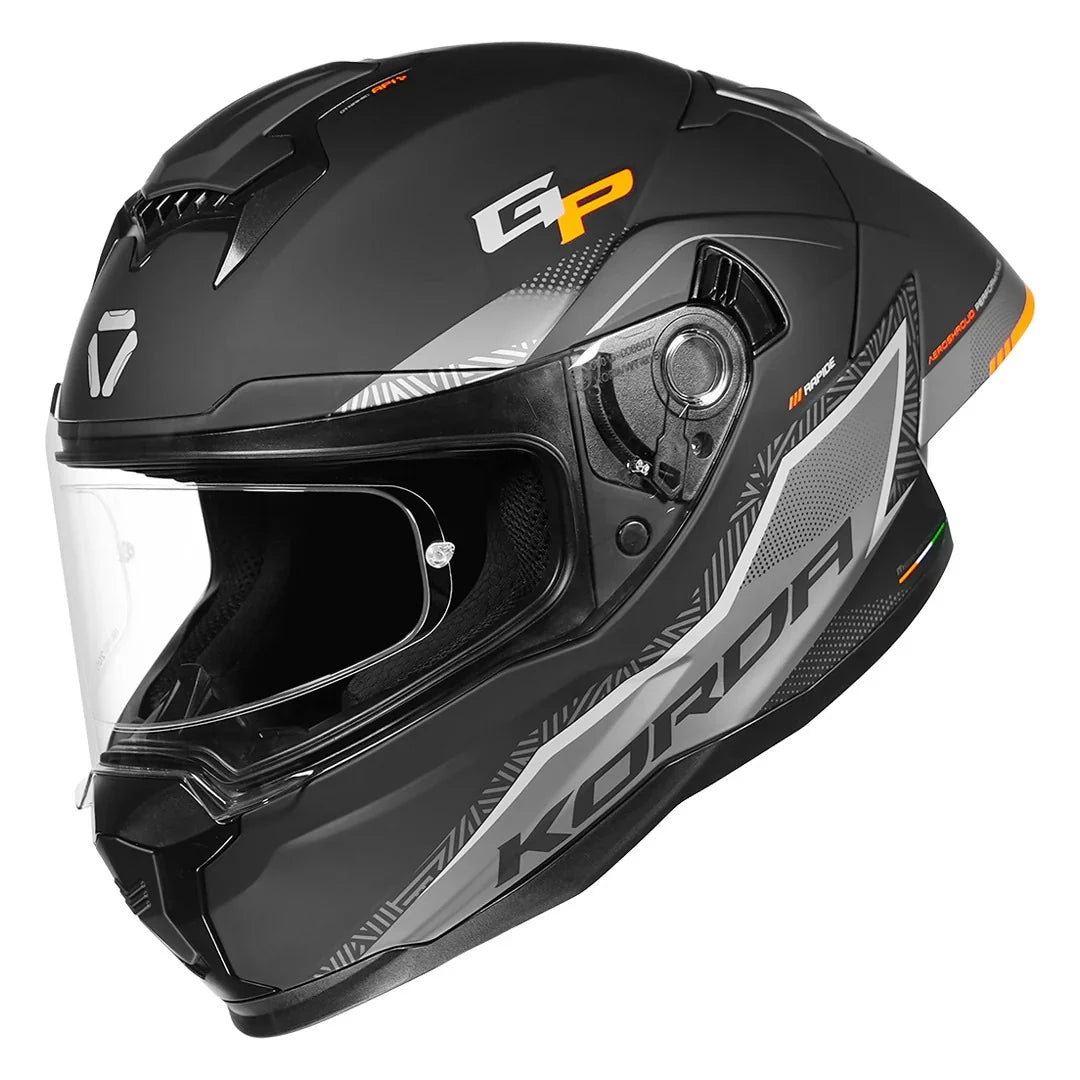 KORDA SONIC GP RAPIDE MATT ORANGE FULL FACE HELMET- ECE AND ISI CERTIFIED