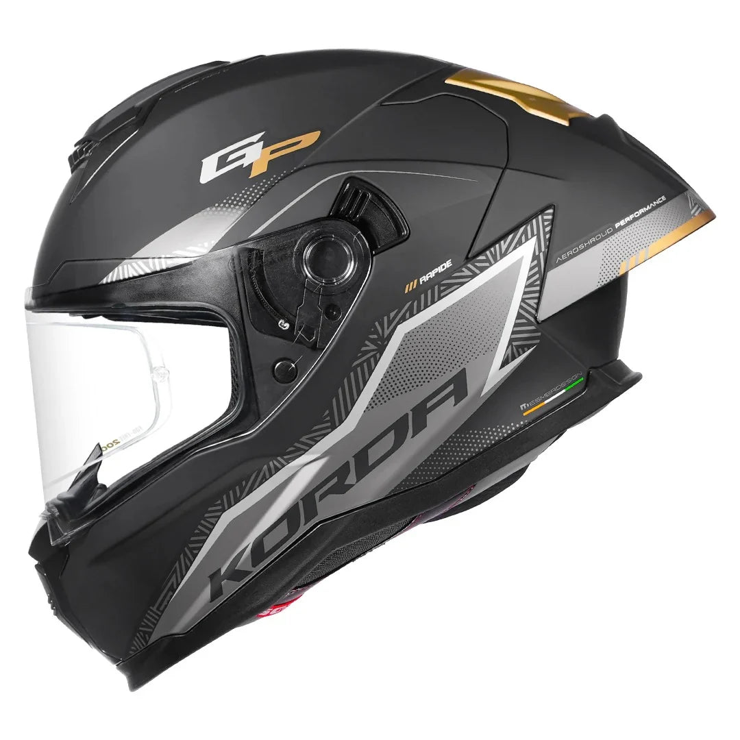 KORDA SONIC GP RAPIDE MATT GOLD FULL FACE HELMET- ECE AND ISI CERTIFIED