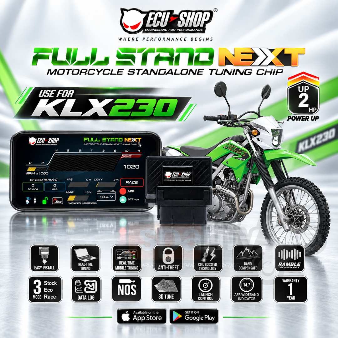 Kawasaki KLX230 Performance ECU Tuning Chip by ECU-SHOP | Full Stand Next | CKD & Indian P| Plug & Play