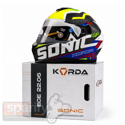KORDA SONIC GP SPI-D MULTI Fluorescent Yellow FULL FACE HELMET- ECE AND ISI CERTIFIED