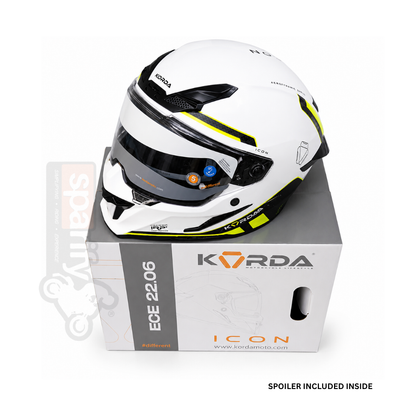 KORDA ICON TOKIO GLOSS WHITE YELLOW FULL FACE HELMET- ECE AND ISI CERTIFIED