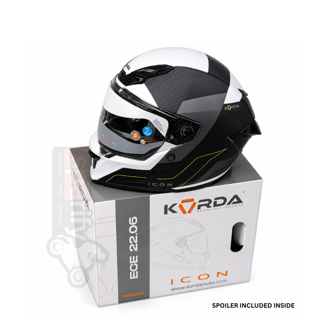 KORDA ICON NYX MATT BLACK GREY FULL FACE HELMET- ECE AND ISI CERTIFIED