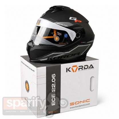KORDA SONIC GP RAPIDE MATT ORANGE FULL FACE HELMET- ECE AND ISI CERTIFIED