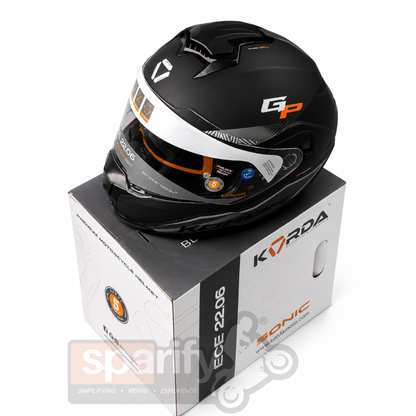KORDA SONIC GP RAPIDE MATT ORANGE FULL FACE HELMET- ECE AND ISI CERTIFIED