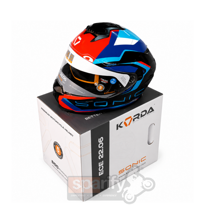 Korda Sonic GP Roadlion Helmet Red & Blue FULL FACE HELMET- ECE AND ISI CERTIFIED