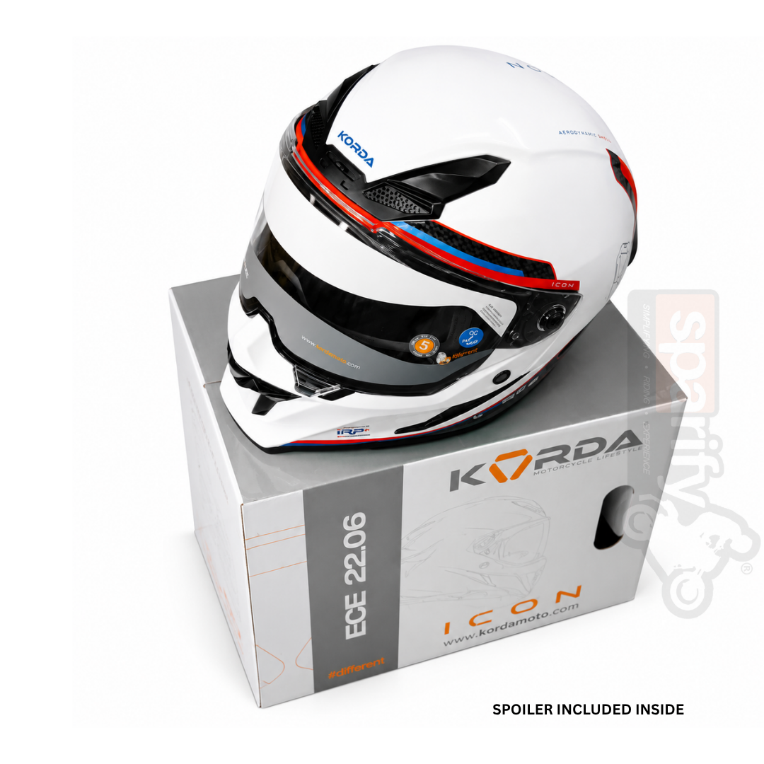 KORDA ICON TOKIO GLOSS WHITE BLUE FULL FACE HELMET- ECE AND ISI CERTIFIED