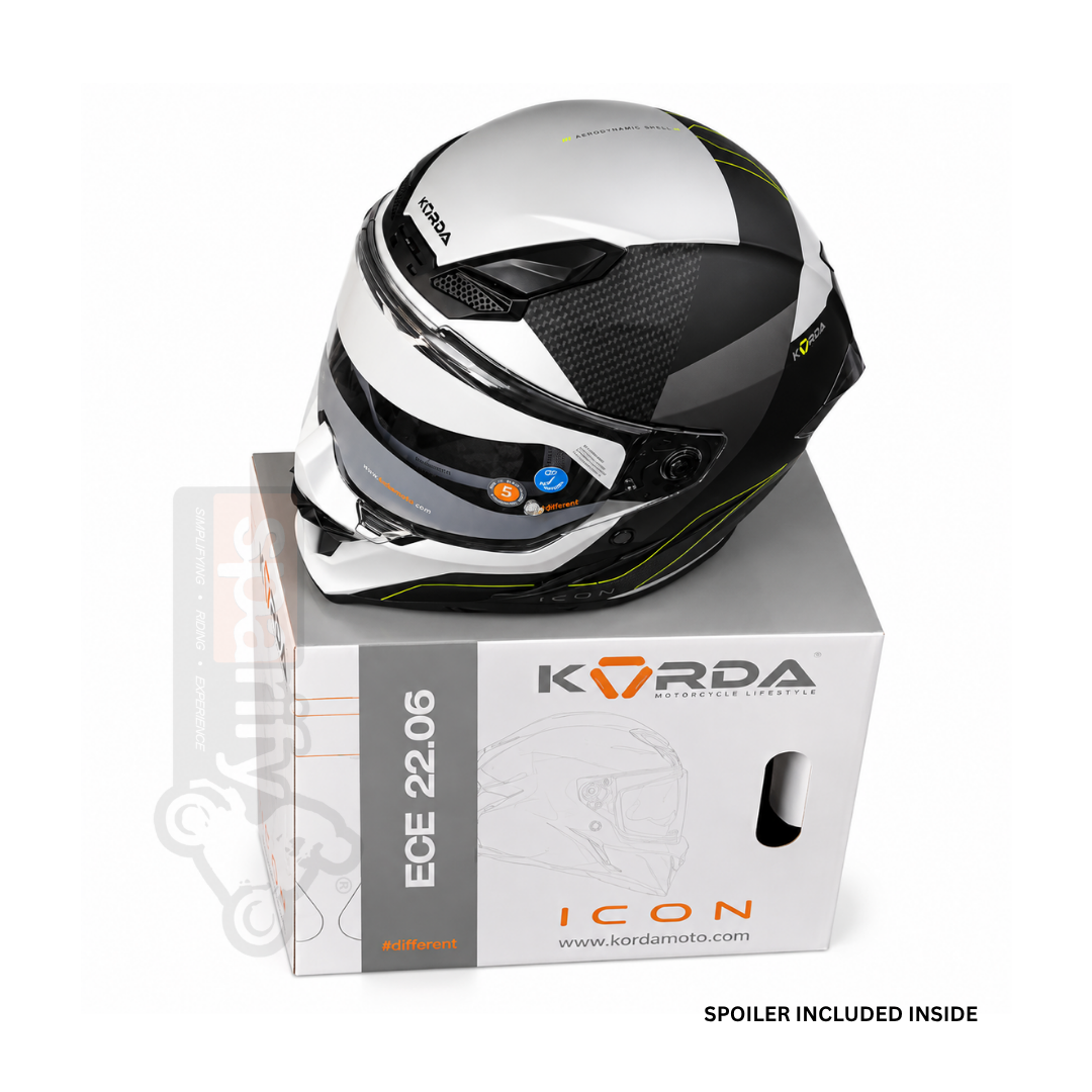 KORDA ICON NYX MATT BLACK GREY FULL FACE HELMET- ECE AND ISI CERTIFIED