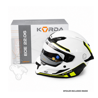KORDA ICON TOKIO GLOSS WHITE YELLOW FULL FACE HELMET- ECE AND ISI CERTIFIED