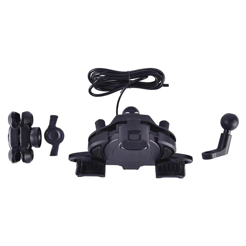 LGP ALPHA MOUNT HANDLEBAR PREMIUM MOBILE HOLDER WITH SMART CHARGER IDEAL FOR MAPS AND NAVIGATION ( BLACK )