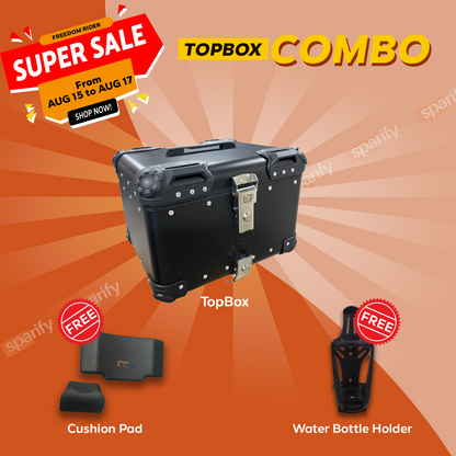 LGP Premium Aluminium Top Case | NERO EDITION ( Top Box ) | Bevelled corner | 45L - BLACK ( COMPATIBLE FOR ALL MOTORCYCLE ) - 1 YEAR WARRANTY