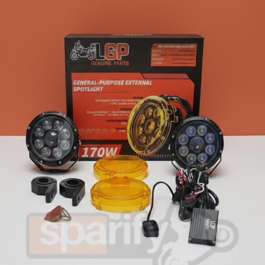 DK90S PRO HIGH POWER SPOTLIGHT | 170W |  Ultra Wide Driving Fog Lights | White/Yellow | with wiring harness and Intelligent wireless button switch | 1 year warranty | LGP