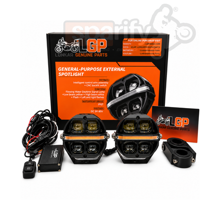 DK100X HIGH POWER SPOTLIGHT | 180W |  Ultra Wide Driving Fog Lights | White/Yellow | with wiring harness and Intelligent wireless button switch | 1 year warranty | LGP