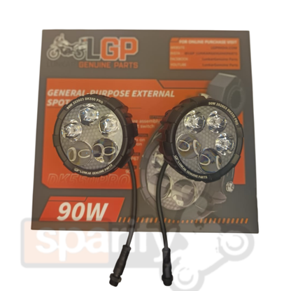 DK550 PRO HIGH POWER SPOTLIGHT | 90W |  Ultra Wide Driving Fog Lights | White/Yellow | with wiring harness and Intelligent wireless button switch | 1 year warranty | LGP