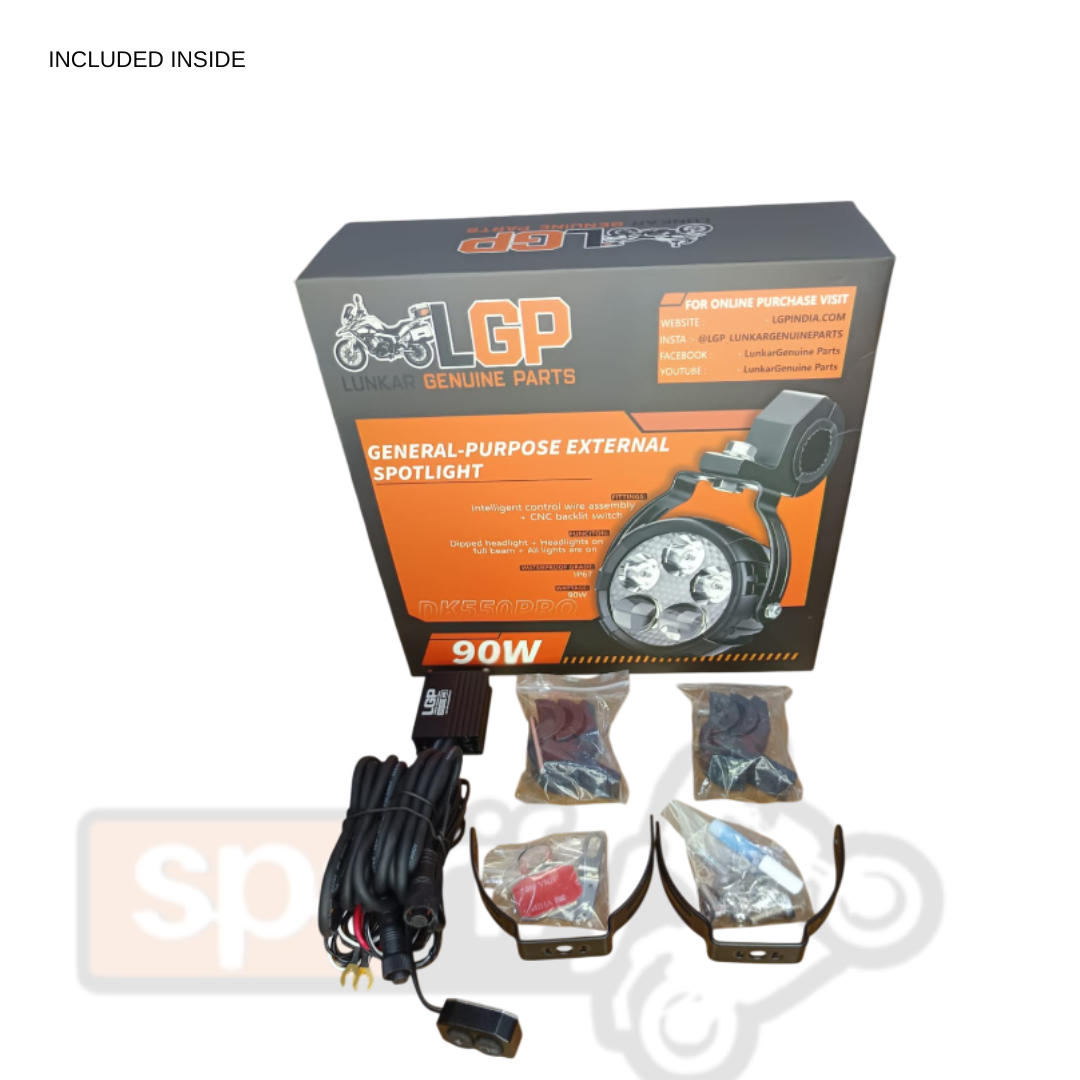 DK550 PRO HIGH POWER SPOTLIGHT | 90W |  Ultra Wide Driving Fog Lights | White/Yellow | with wiring harness and Intelligent wireless button switch | 1 year warranty | LGP