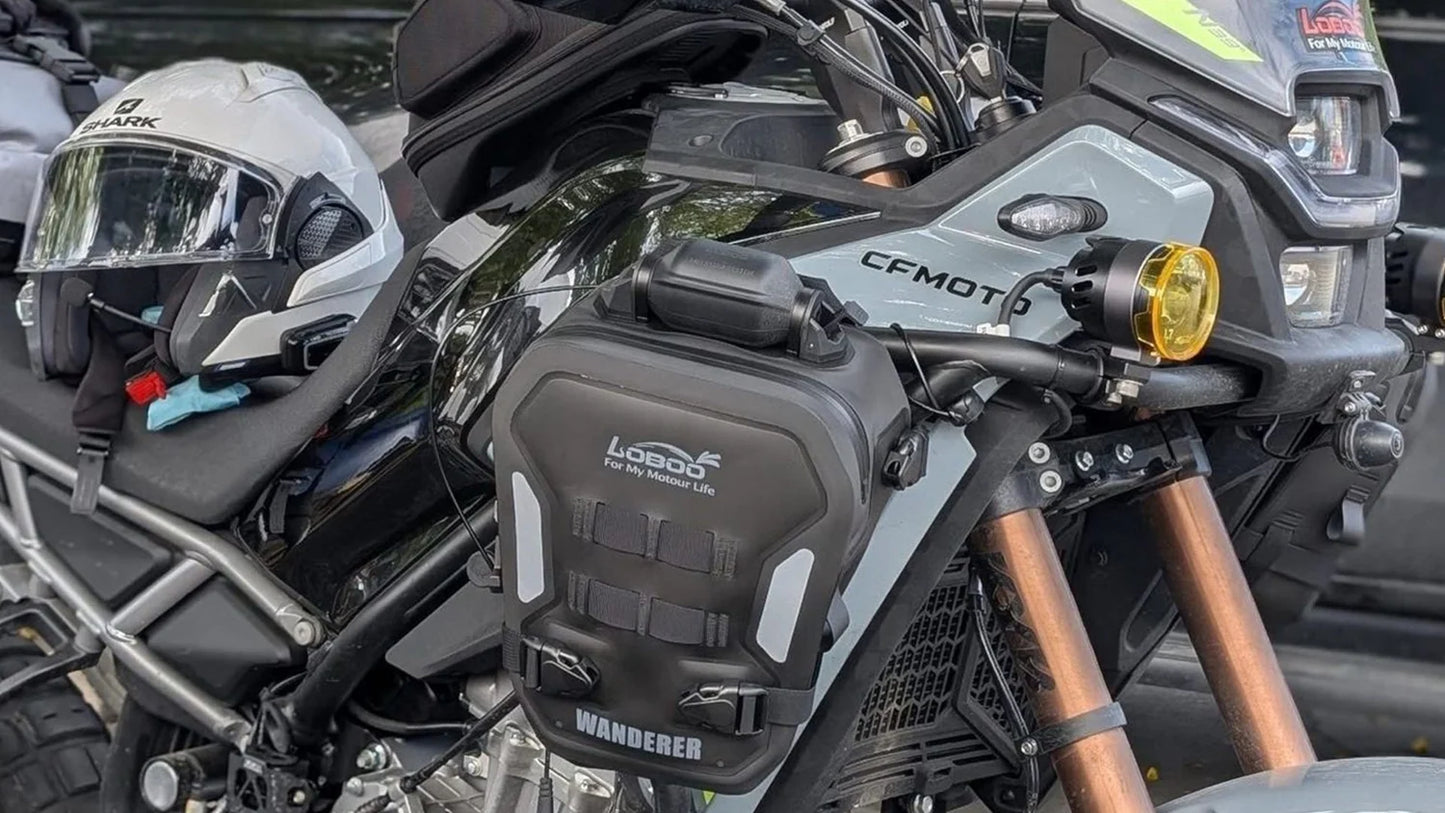 Loboo Wanderer  Front Inflatable Bumper Bag / Crashbar bag , Fully Waterproof Motorcycle ，Inflatable protection system Full Waterproof - 6 ltrs