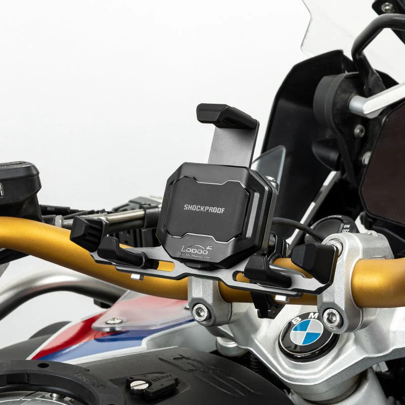 LOBOO PH06 Anti-Vibration Phone Mount - Magnetic Damping + 15W Wireless Charging ( Optional ) - Aluminum Motorcycle Holder (Fits 4.7"-7.2" Phones)