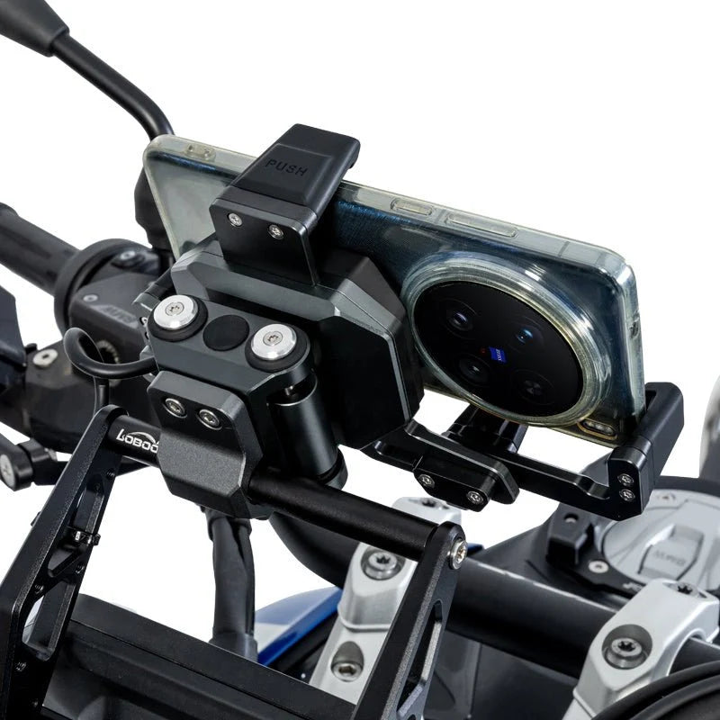 LOBOO PH06 Anti-Vibration Phone Mount - Magnetic Damping + 15W Wireless Charging ( Optional ) - Aluminum Motorcycle Holder (Fits 4.7"-7.2" Phones)