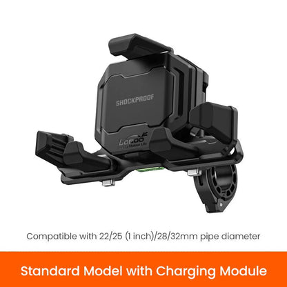 LOBOO PH06 Anti-Vibration Phone Mount - Magnetic Damping + 15W Wireless Charging ( Optional ) - Aluminum Motorcycle Holder (Fits 4.7"-7.2" Phones)