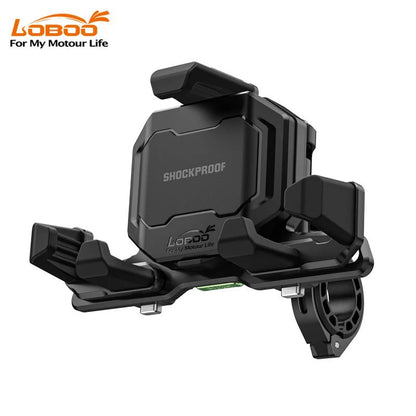 LOBOO PH06 Anti-Vibration Phone Mount - Magnetic Damping + 15W Wireless Charging ( Optional ) - Aluminum Motorcycle Holder (Fits 4.7"-7.2" Phones)