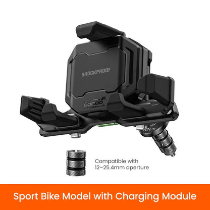 LOBOO PH06 Anti-Vibration Phone Mount - Magnetic Damping + 15W Wireless Charging ( Optional ) - Aluminum Motorcycle Holder (Fits 4.7"-7.2" Phones)