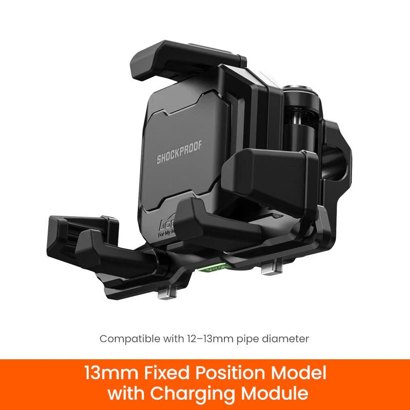 LOBOO PH06 Anti-Vibration Phone Mount - Magnetic Damping + 15W Wireless Charging ( Optional ) - Aluminum Motorcycle Holder (Fits 4.7"-7.2" Phones)
