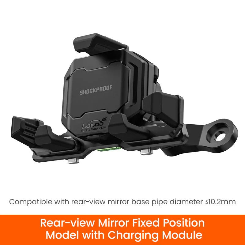 LOBOO PH06 Anti-Vibration Phone Mount - Magnetic Damping + 15W Wireless Charging ( Optional ) - Aluminum Motorcycle Holder (Fits 4.7"-7.2" Phones)