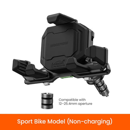 LOBOO PH06 Anti-Vibration Phone Mount - Magnetic Damping + 15W Wireless Charging ( Optional ) - Aluminum Motorcycle Holder (Fits 4.7"-7.2" Phones)