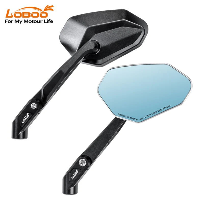 LOBOO RM03 Angular 360 Degree Foldable Mirrors (CNC Aluminum) | 1200R Modern ADV & Streetfighter Style | Anti-Glare