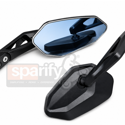 LOBOO RM03 Angular 360 Degree Foldable Mirrors (CNC Aluminum) | 1200R Modern ADV & Streetfighter Style | Anti-Glare