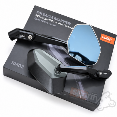 LOBOO RM02 CNC 360 Degree  Foldable Mirrors for Adventure Bikes | Anti-Glare Wide Angle Lens