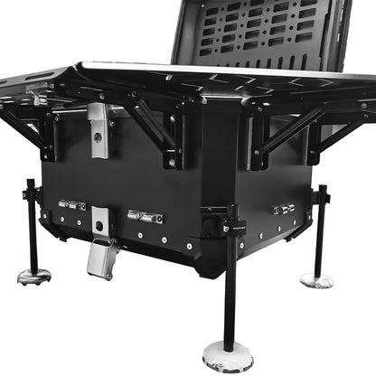 Alpha tourer | Foldable Multi-functional Camping Motorcycle Top Box | 55 litres | Aluminium | Armoured Camping Dining Table (with Backrest cushion pad) - LGP