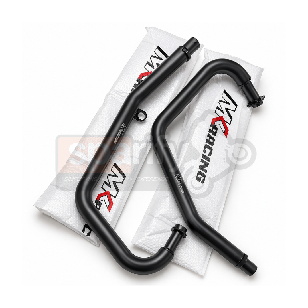 MK Racing Black Stainless Steel Header Bend Pipes for Royal Enfield Interceptor 650 & Continental GT 650 | Fits Single and Dual O2 Sensor