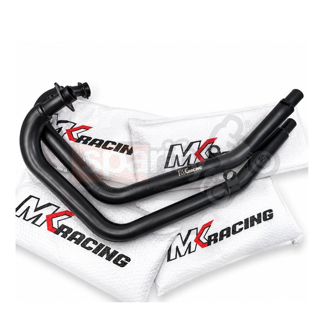 MK Racing Black Stainless Steel Header Bend Pipes for Royal Enfield Interceptor 650 & Continental GT 650 | Fits Single and Dual O2 Sensor
