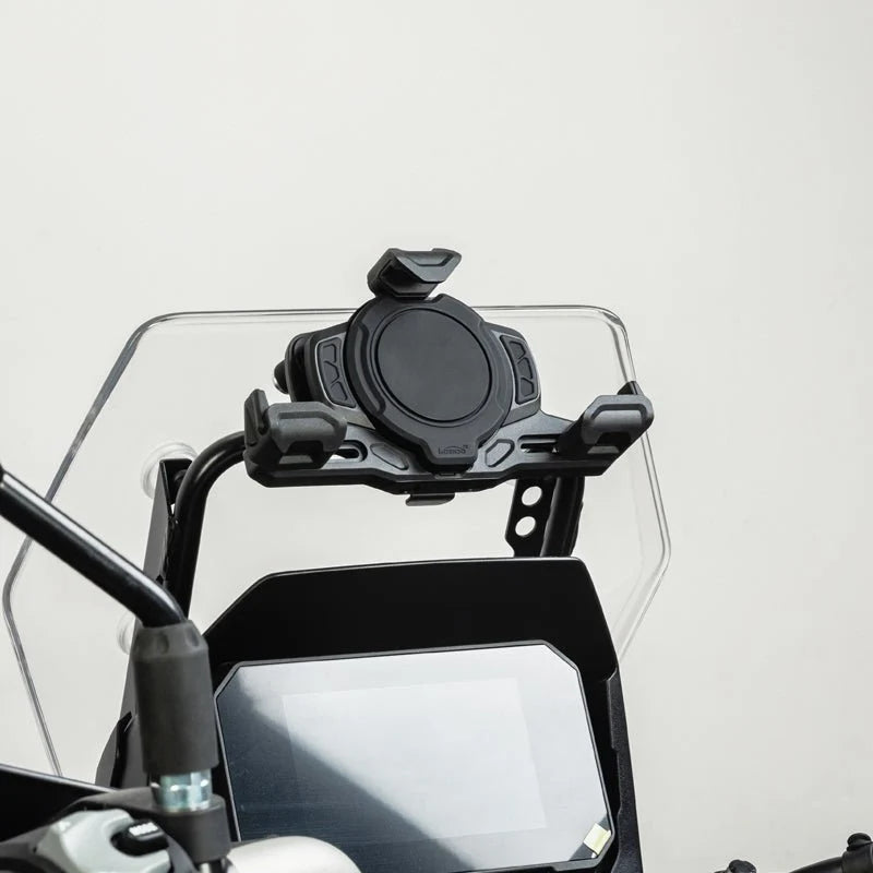 LOBOO PH02S Anti-Vibration Motorcycle Phone Mount - 15W Wireless & 24W Fast Wired Charging - Shock Absorbing Holder for iPhone/Samsung - Fits 22-28mm Handlebars & Mirros