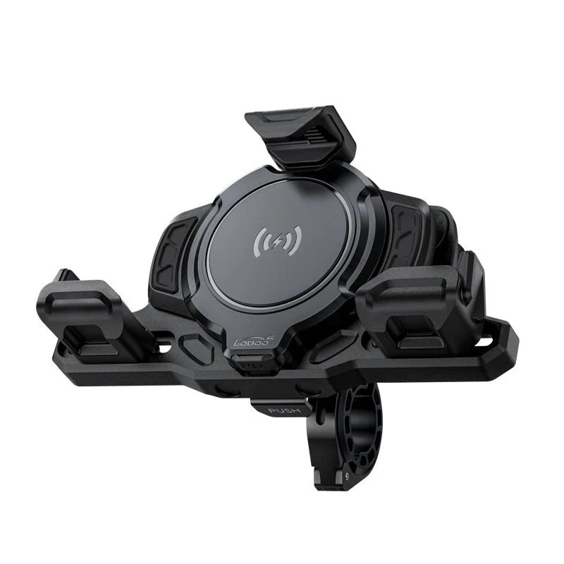 LOBOO PH02S Anti-Vibration Motorcycle Phone Mount - 15W Wireless & 24W Fast Wired Charging - Shock Absorbing Holder for iPhone/Samsung - Fits 22-28mm Handlebars & Mirros