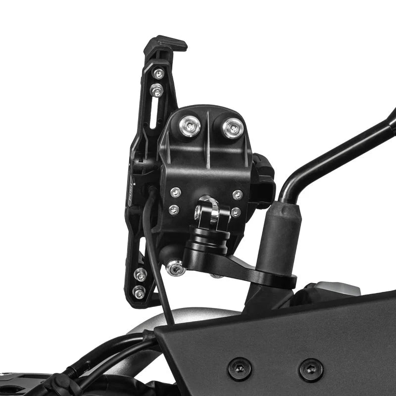 LOBOO PH02S Anti-Vibration Motorcycle Phone Mount - 15W Wireless & 24W Fast Wired Charging - Shock Absorbing Holder for iPhone/Samsung - Fits 22-28mm Handlebars & Mirros
