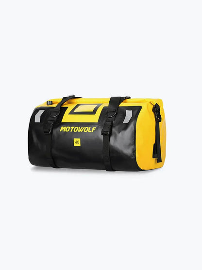 MOTOWOLF | Motorcycle Tail Bag - 40L Waterproof | Duffel Bag for Touring Adventure, Camping, Cycling - Yellow Black