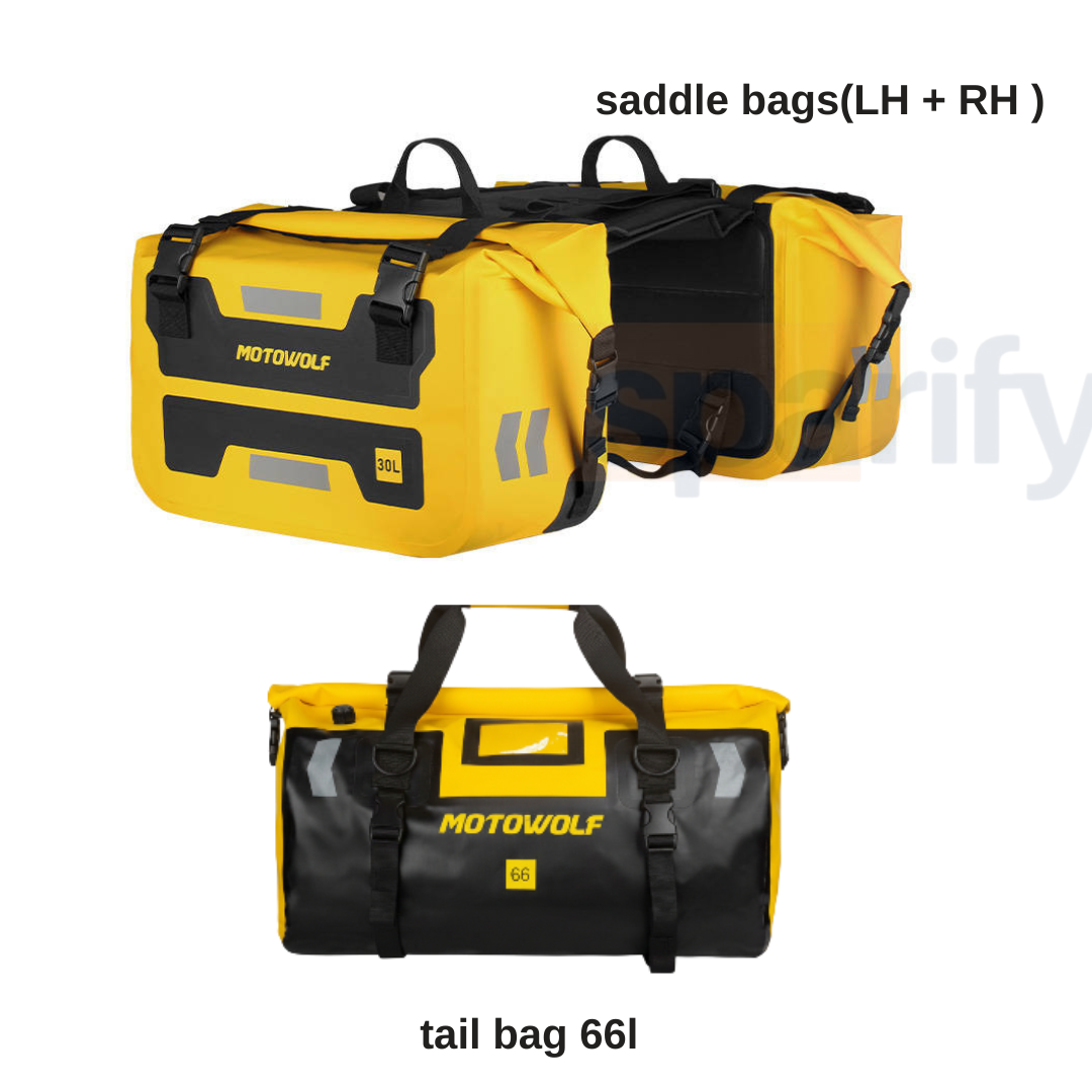 MOTOWOLF HYPERTOUR MDL0720 | 1 Pair | Waterproof Motorcycle Saddle Bags | 30 litres *2 side | Side Bags for Motorbike Travel - Yellow
