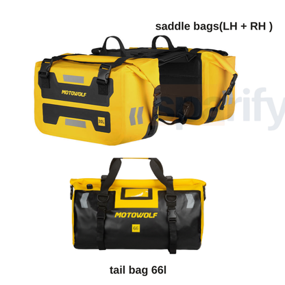MOTOWOLF HYPERTOUR MDL0720 | 1 Pair | Waterproof Motorcycle Saddle Bags | 30 litres *2 side | Side Bags for Motorbike Travel - Yellow