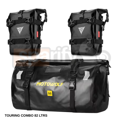 MOTOWOLF | Motorcycle Tail Bag - 66L Waterproof | Duffel Bag for Touring Adventure, Camping, Cycling - BLACK