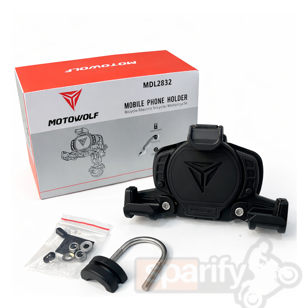 Motowolf Mdl2832 Motorcycle Mobile Holder | Anti-Theft Phone Mount | Silicone Grip Protection | Anti-Vibration Design | Gps & Maps Navigation Holder | Compatible With All Motorcycles & Scooters