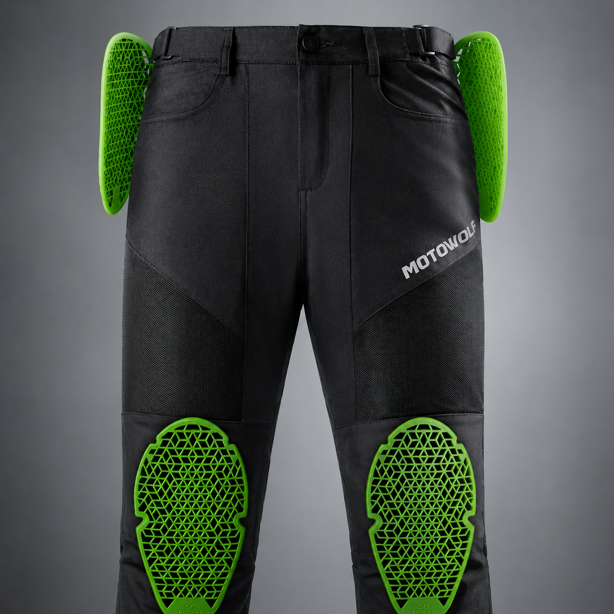 MOTOWOLF TM5 Motorcycle Riding Pants for Men | CE Level 1 Armoured Riding Pants with Knee & Hip Protectors | Breathable Mesh Touring Pants | Black