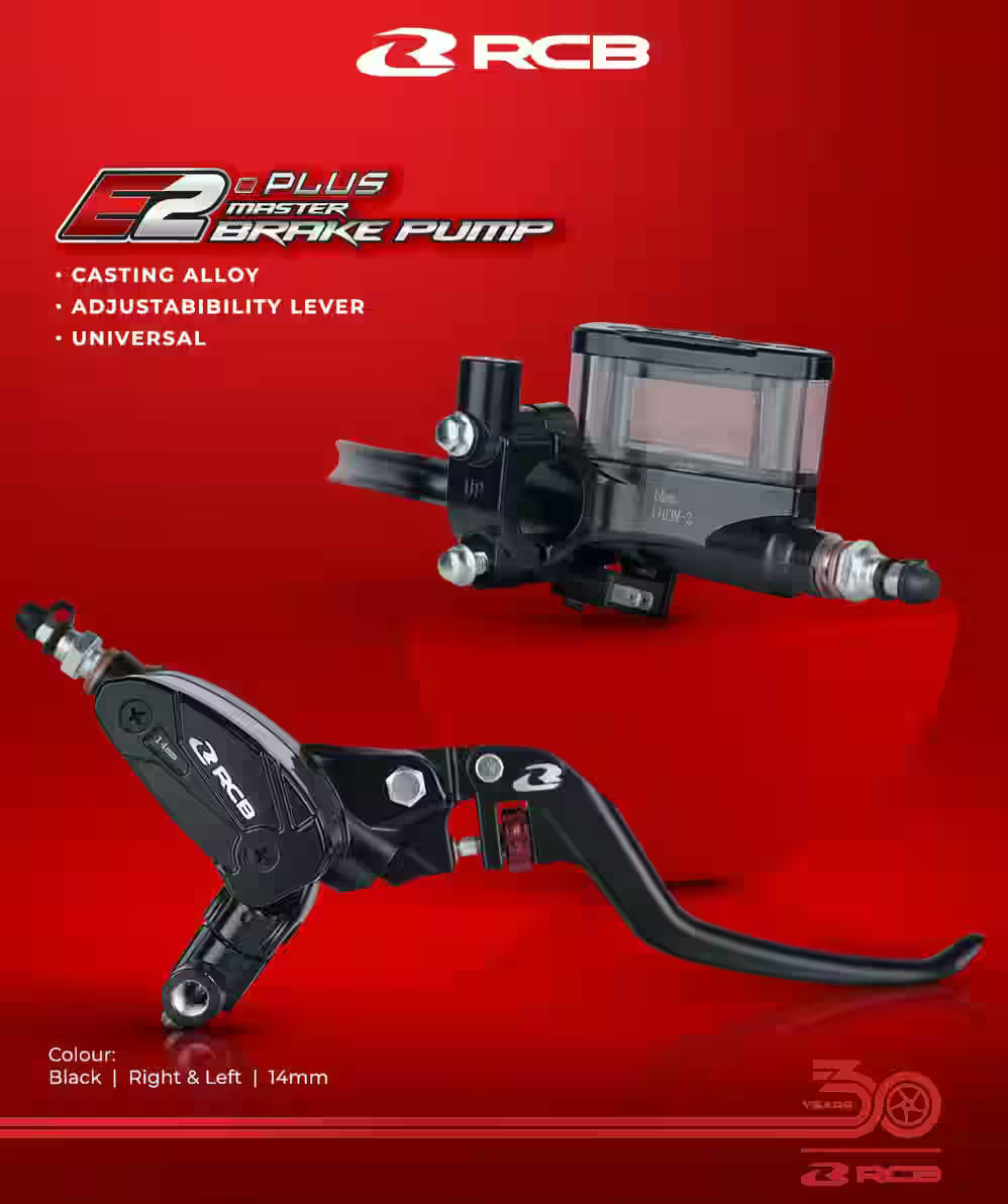 RCB Master Brake Pump E2+ Rh 14mm-BK ( 01BP059B ) - RCB | Fits Most Motorcycle | Right Hand Side Lever
